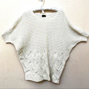 Worthington Ivory White Short Sleeve Dolman Chunky Sweater G-3